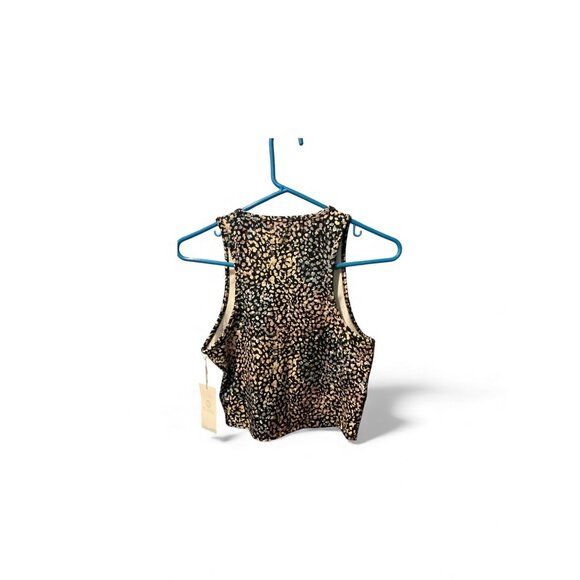 Balance Collection Womens Cropped Tank Top S Black & Pink Leopard Print - Picture 5 of 6